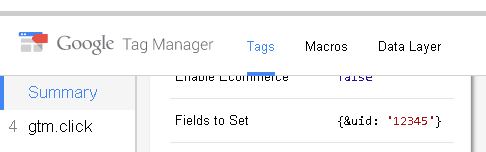 Информация в отладчике Google Tag Manager
